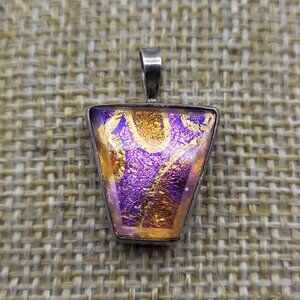 Indigo Flameworks Artisan Dichroic Glass Sterling Silver Pendant Stunning